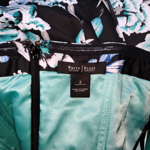 Anthropologie WHBM Black & Blue Strapless Floral Party Dress Machine Washable - Picture 10 of 10